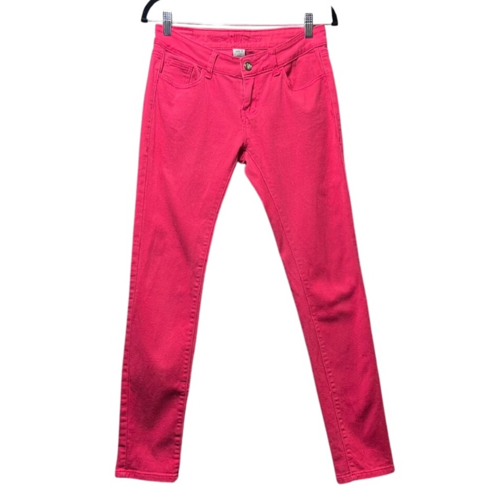 NV Jeans Pink Denim Skinny Leg Embroidered Flap‎ Pockets Size 9 Low Rise
